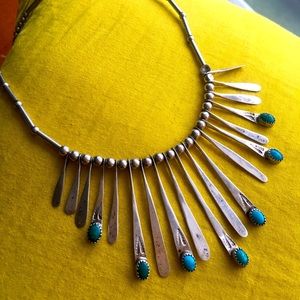 Sterling silver and turquoise necklace.